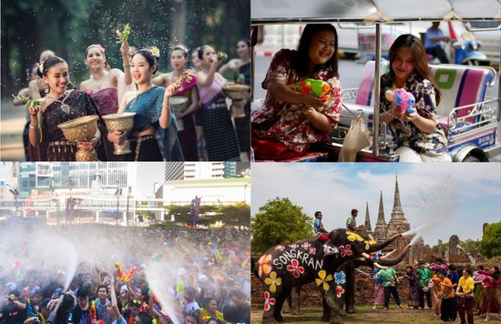 Tourist and local celebrating Songkran Water Festival