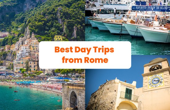 day trips from rome - collage of famous attractions outside of rome