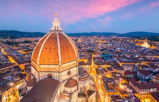Sunset view of Florence with the iconic Duomo dome