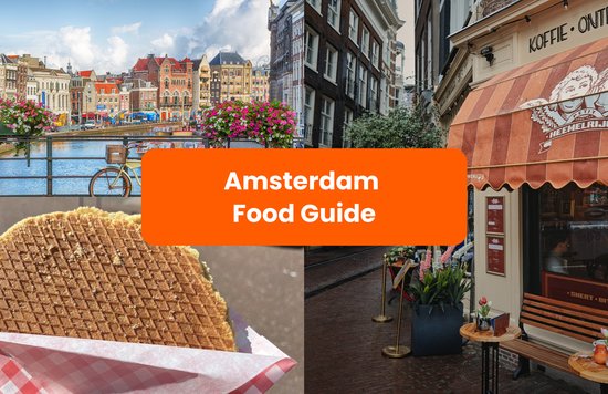 Collage of restaurants and food in amsterdam