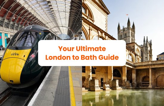 Train from London to Bath and historic Roman Baths in England