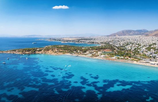 A stunning view of the Athens Riviera from Voula Beach, Greece