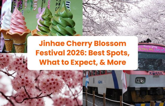 A photo collage of Jinhae Cherry Blossom Festival