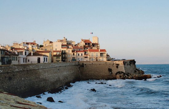 Antibes coastal view showing the old town along the Mediterranean shore