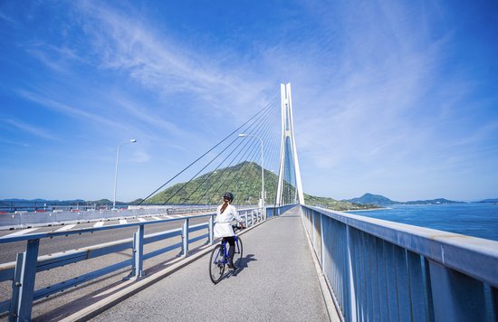 Cycling along Shimanami Kaido route