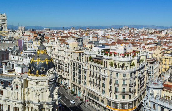Aerial view of Madrid buildings