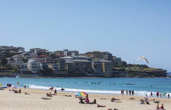 Sunny and iconic Bondi Beach in Sydney, Australia