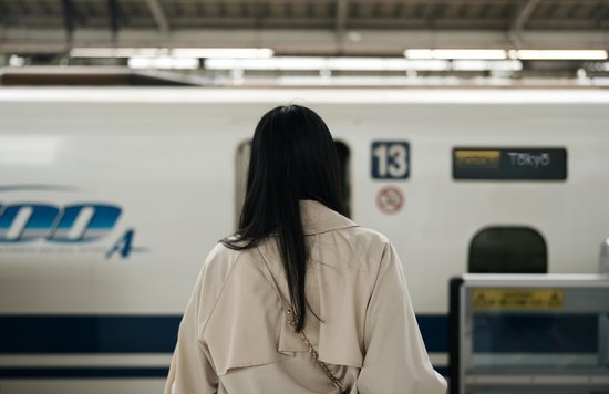 Waiting at a Tokyo train station
