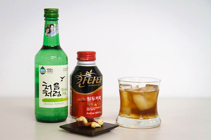 Soju and coffee cocktail