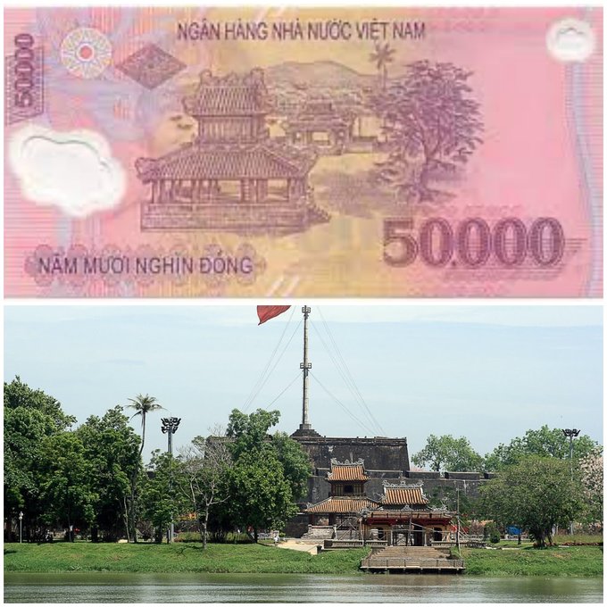 Tờ 50.000 Đồng: Nghênh Lương Đình - Phu Văn Lâu, Huế 