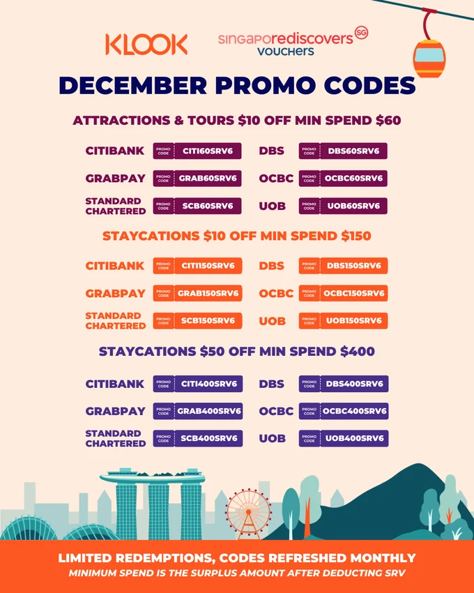 SingapoRediscovers Vouchers Bank Credit Card Promo Codes Klook December 2021