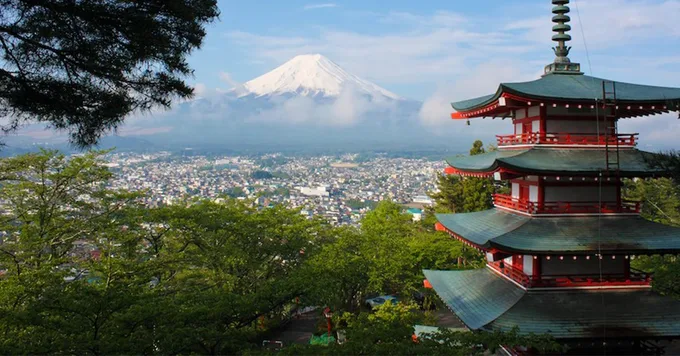 Nhật Bản Núi Phú Sĩ Nền Hoạt Hình Truyền Thống Hình Nền Cho Tải Về Miễn Phí   Pngtree