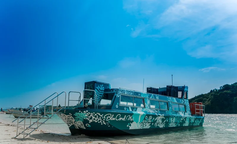 Blue Coral Ishigaki Island Glass Boat