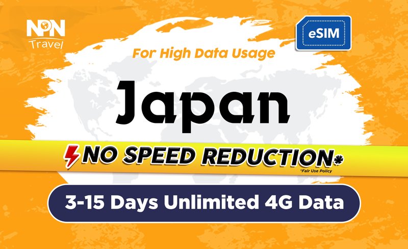 eSIM Japan 3-15Days Daily 500MB/1GB/2GB Unlimited 4G Data