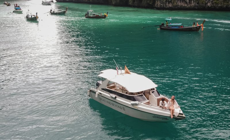 From Krabi: Private Premium Speedboat Phi Phi island day trip with sunset by Boat and Beyond
