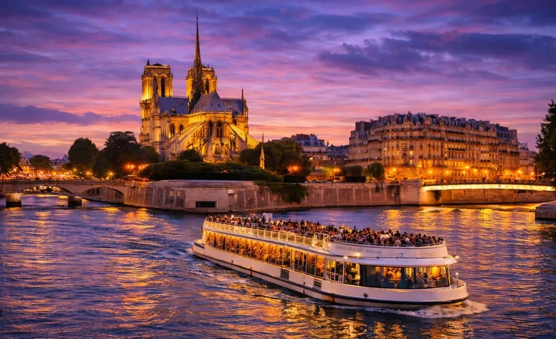 Paris Seine River Cruise Tour at Night with Waffle Tasting