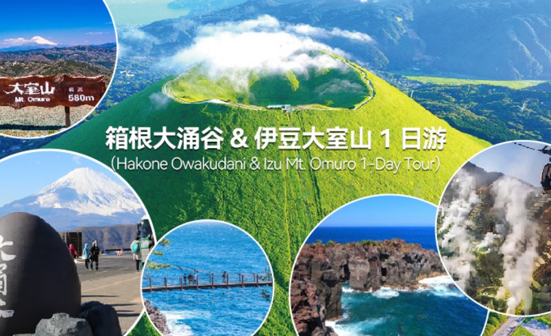 Hakone Owakudani & Mt. Omuro & Jogasaki Coast Day Tour from Tokyo