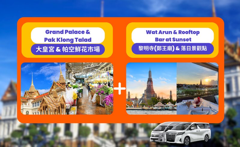 Grand Palace, Pak Klong Talad, Wat Arun, Sunset Rooftop Private Tour