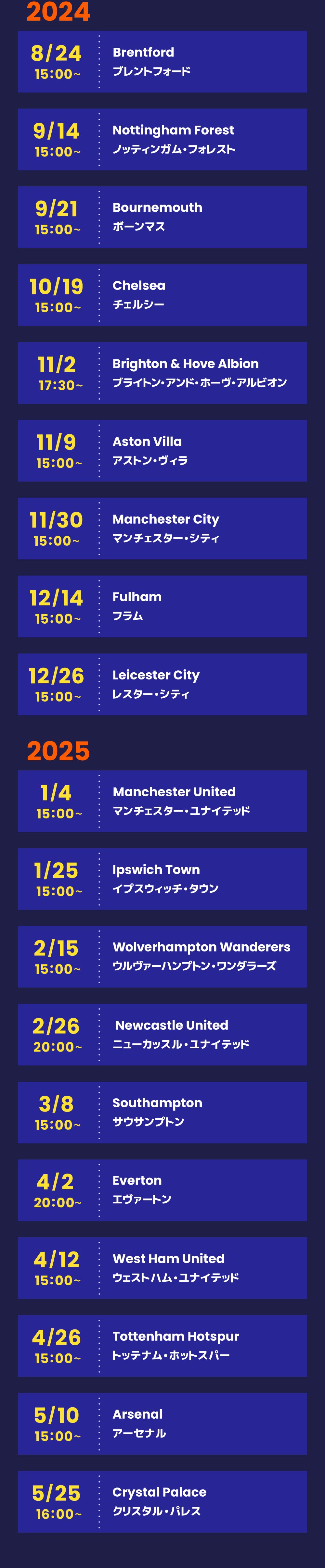 リヴァプールFC | 試合スケジュール