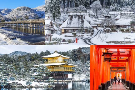 Visit the ancient capital of Kyoto｜One-day tour of Kinkakuji Temple, Arashiyama, Fushimi District and Miyama Thatched House Village (departing from Osaka/Kyoto)