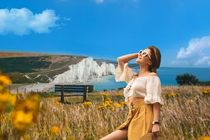 Seven Sisters White Cliff, Belle Tout Lighthouse, and Brighton Beach