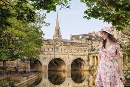 Depart from London | Bath Town + Roman Baths + Cotswolds + Bourton-on-the-Water Day Tour | (with Chinese tour guide/group service/no worries about meeting)
