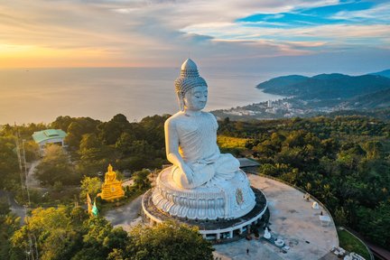 Visite de la ville de Phuket Excursion d'une journée pour le bain des éléphants du Grand Bouddha et l'expérience en VTT