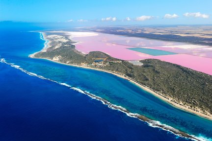 Expérience de vol panoramique sur le lac Pink Hutt Lagoon au départ de Geraldton