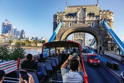 Lawatan Bas Double Decker (Bumbung Terbuka) & River Cruise di London