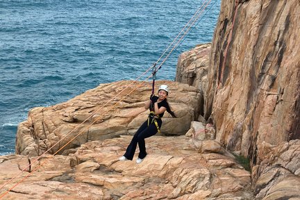 Zip line climbing abseil experience group