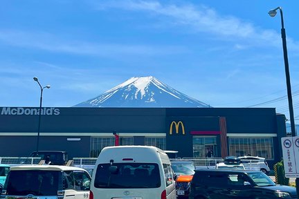 【富士山ネットセレブチェックイン＆お花見】新倉山公園＆氷川時計店＆マクドナルドチェックイン＆コンビニローソン＆河口湖大石公園＆忍野八海の日帰りツアー（東京発）