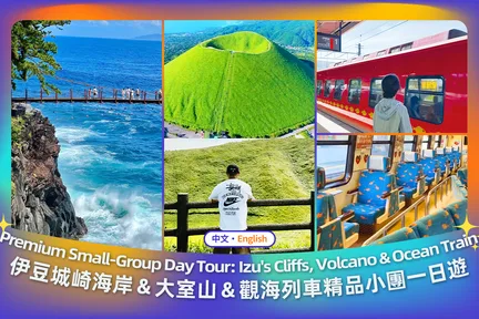 伊豆大室山&仙人掌动物园&观海列车resort 21&城崎海岸&门脇吊桥&伊东马琳小镇一日游(东京出发 4-9人精品小团)