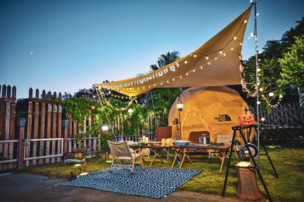 【Autocaravana | Experiencia de glamping de lujo: Geodome4 x fiesta privada en el jardín