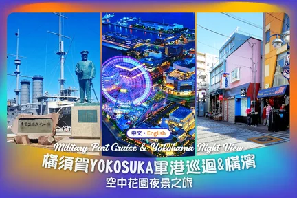 【横须贺军港巡回&横滨空中花园夜景】纪念舰三笠&横须贺军港乘船巡游&老虎板通商店街&横滨红砖仓库&横滨地标大厦空中花园展望台一日游