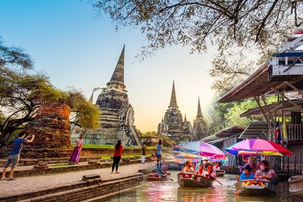 Tour privado de un día a Damnoen Saduak y Ayutthaya