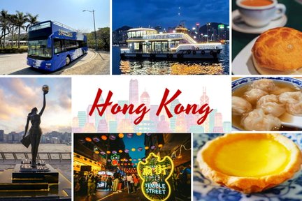 HK Evening Victoria Harbour Cruise Open Top Bus Food Tasting