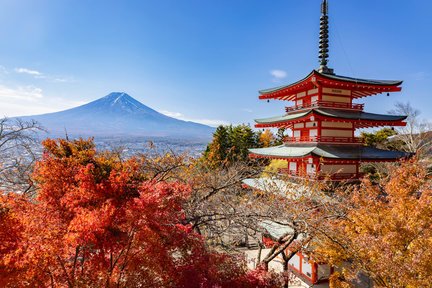 One-day trip to Mount Fuji in Japan | Arakurayama Sengen Park - Fujiyoshida "Honmachi Street" - Neba, the Gentle Village of West Lake - Oshino Hakkai | Departing from Shinjuku