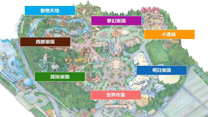 東京迪士尼樂園地圖,來源:東京迪士尼樂園https://goo.gl/RyXBTm 東京迪士尼樂園地圖,來源:東京迪士尼樂園https://goo.gl/RyXBTm