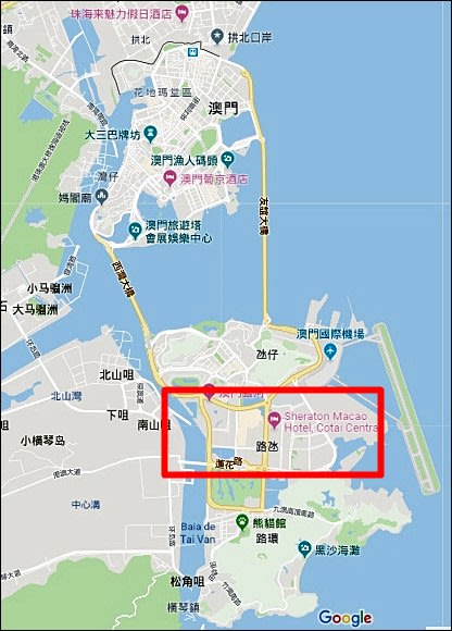 ▲ 路氹城位置圖(資料來源：Google地圖)