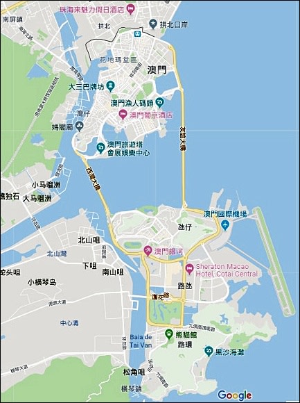 ▲ 澳門地圖(資料來源:Google地圖) ▲ 澳門地圖(資料來源:Google地圖)
