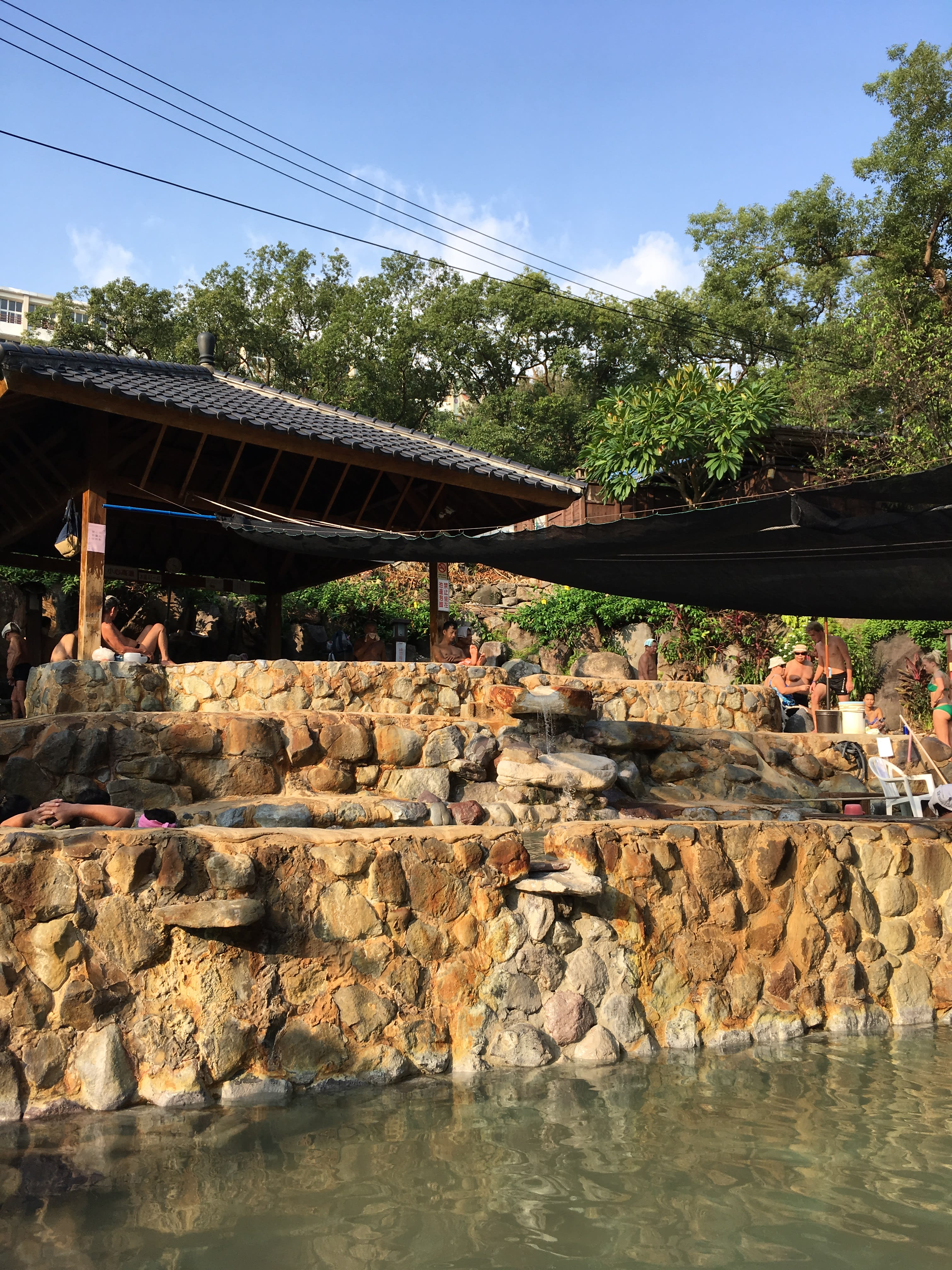 依地勢高低錯落分布的溫泉浴池 來源：臺北市政府工務局公園路燈工程管理處