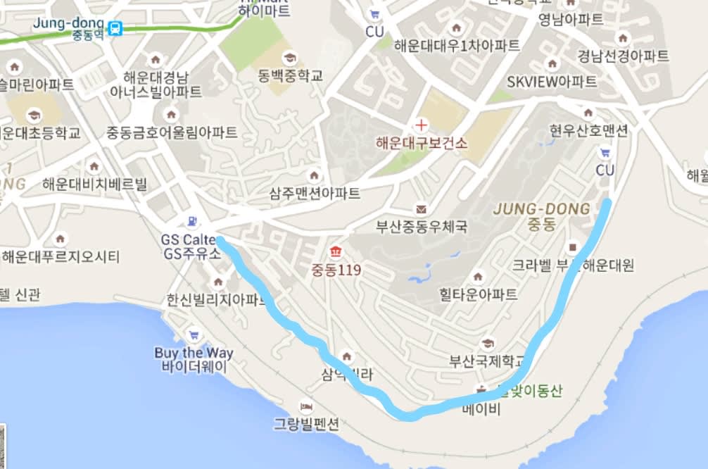 海雲台迎月路路線|圖片來源:Vanessa 海雲台迎月路路線|圖片來源:Vanessa