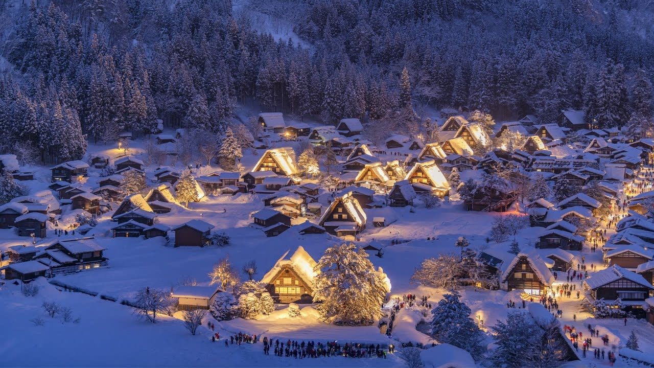 合掌村點燈,圖片取自www.youtube.com。 合掌村點燈,圖片取自www.youtube.com。