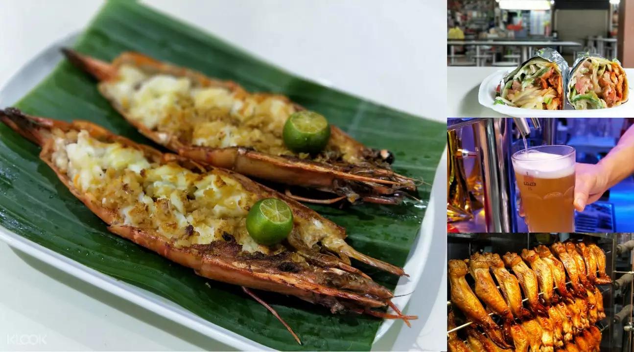 ▲ 來到紐頓熟食中心,不妨點上幾樣海鮮,再配上一杯冰涼啤酒,開心極了。 除了較為高價的螃蟹之外,較為平價的虎蝦也是海鮮的好選擇。