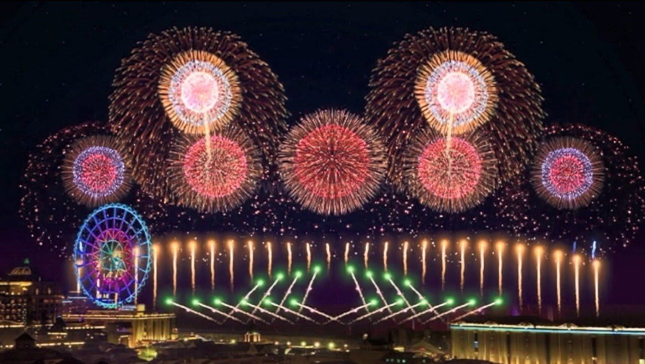 義大世界2019跨年煙火秀模擬示意圖 來源:義大世界 義大世界2019跨年煙火秀模擬示意圖 來源:義大世界