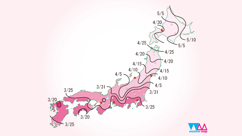 日本櫻花前線花期預測 -Weather Map