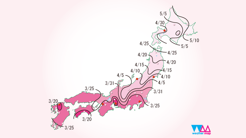 日本櫻花前線花期預測 -Weather Map