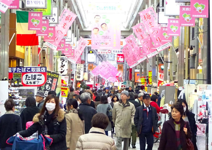 日本最長的商店街 天神橋筋商店街 來源：osaka-info.jp