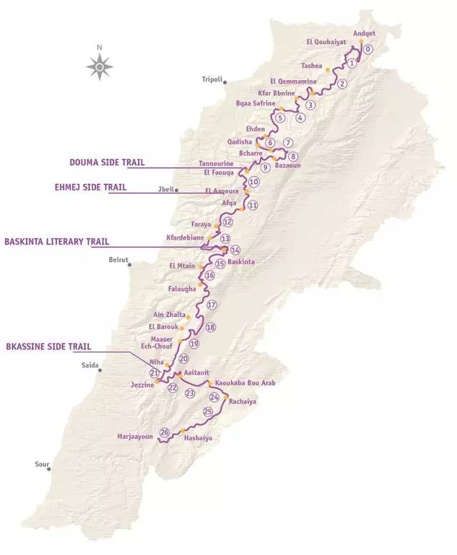 徒 步 路 線 圖 | www.lebanontrail.org
