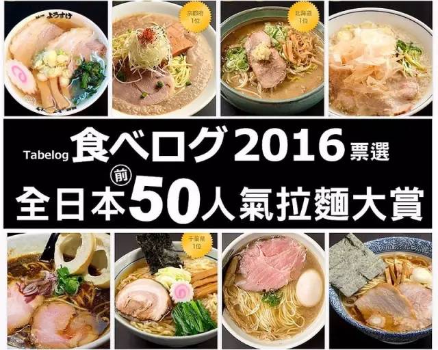 正宗日本拉麵 由 【 Tabelog │ 食べログ 】 特 別 從 三 萬 家 拉 麵 中 選 出 2016 年 最 佳 50 家 拉 麵 大 賞 。